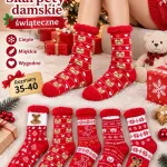 Skarpety damskie świąteczne czerwone z misiami 35-40