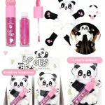 Błyszczący balsam do ust z opaską panda dla dzieci różowy brokat