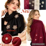 Szalik damski haftowany z perłami mix kolorów 26567