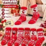 Ciepłe skarpety damskie świąteczne czerwone rozmiar 35-40