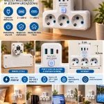 Rozgałęźnik elektryczny biały 3 gniazda 2x USB-A 1x USB-C 2500W