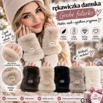 Rękawiczka damska bez palców z grubym futerkiem, ciepła i miękka