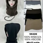 Kaptur dzianinowy 100% wiskoza mix kolorów 12 sztuk