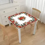 Obrus świąteczny 85x85 cm z motywem renifera i poinsecji