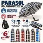 Półautomatyczny parasol składany w kropki 6 kolorów