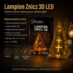 Lampion znicz 3D LED szklany z motywem krzyża 20x12x12 cm