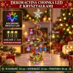 Dekoracyjna choinka LED z kryształkami 33 cm kolorowe światło