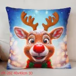 Poszewka 3D na poduszkę 40x40 cm z reniferem świątecznym