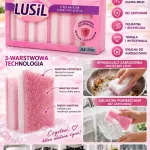 LUSIL Premium różowe gąbki do mycia 4 sztuki 3-warstwowe