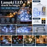 Lampki LED drucik 2 m 20 LED biały zimny na baterie AA