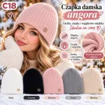 Czapka damska angora różowa miękka i ciepła na zimę