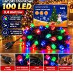 Lampki choinkowe 100 LED multikolor RGB 8,4 m z migającymi diodami