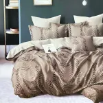 Komplet pościeli 3D 100% satyna bawełniana 200x220 beżowy z wzorem