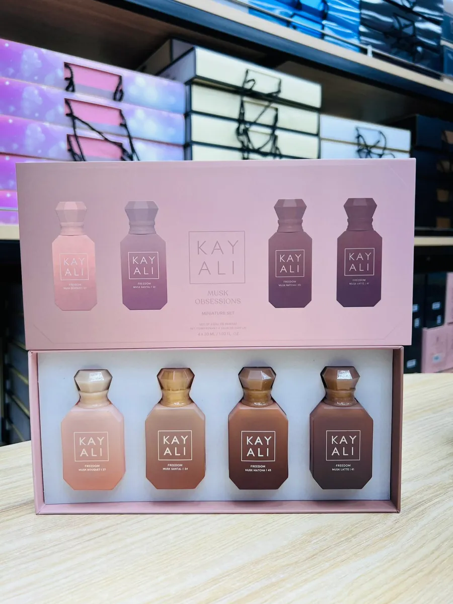 Zestaw 4 miniaturowych perfum Kay Ali Musk Obsessions w pastelowych flakonikach 30 ml