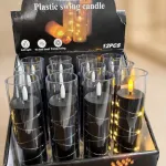 Czarna świeca LED z drucikiem świetlnym 17,5 × 5,5 cm plastikowa