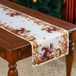 Bieżnik świąteczny 40x80 cm z motywem wiewiórek i jesiennych liści