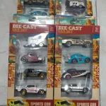 Zestaw 4 metalowych samochodzików die-cast w opakowaniu