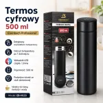 Termos cyfrowy 500 ml czarny z wyświetlaczem temperatury