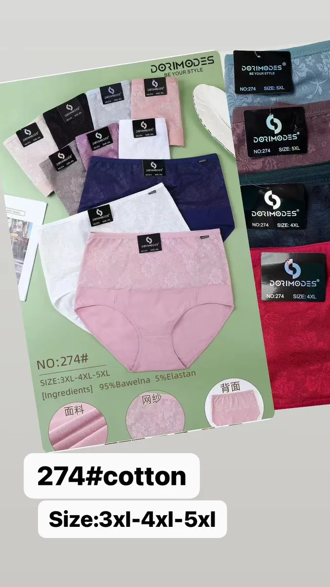 Zestaw majtek damskich z koronką w pastelowych kolorach i rozmiarach 3XL-5XL