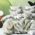 Komplet pościeli 3D 100% satyna bawełniana 200x220 zielony liście