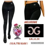 Legginsy welurowe czarne z ozdobnym logo S-2XL