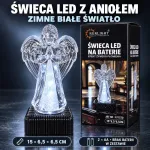 Świeca LED z aniołem 15 cm zimne białe światło na baterie
