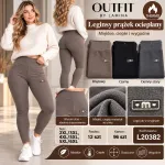 Leginsy prążek ocieplane damskie wysokie rozmiary 2XL-6XL