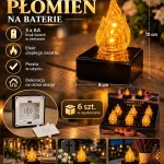 Lampka LED Płomień dekoracyjna na baterie 10x8 cm ciepłe światło