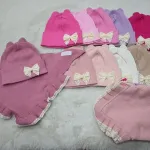 Komplet dziecięcy czapka i chusta prążkowana z kokardką 2-4 lata