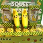 Squishy Banana Antystresowa Gniotka Żółta z Zielonym Czubkiem