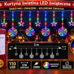 Kurtyna świetlna LED świąteczna 110 LED 3 m kolorowe światło