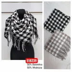 Chusta w pepitkę czarno-biała 50% bawełna 50% wiskoza