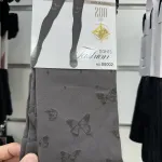 Rajstopy damskie szare z motywem motyli 280 DEN fashion