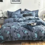 Komplet pościeli 3D 100% satyna bawełniana 200x220 cm z motywem liści