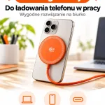 Ładowarka magnetyczna bezprzewodowa Qi2 25W USB-C pomarańczowa
