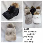 Czapka zimowa z pomponem 70% poliester 30% wełna mix kolorów