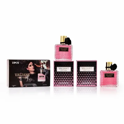 Zestaw dwóch różowych perfum Valiant Pink Femme 2x50ml z ozdobnym flakonem i opakowaniem