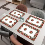 Serwetki świąteczne 30x45 cm z motywem czerwonych kwiatów i jeleni