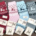 Skarpetki damskie Alpaca Wool z motywem renifera, mix kolorów