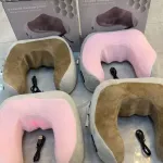 Poduszka masująca U-shaped ładowana różowo-beżowa miękka
