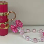 Perfumetka różowa z brelokiem kokardka 15 ml zestaw 12 szt