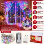 Kurtyna LED na druciku 200 LED 3x2 m wielokolorowa z pilotem USB