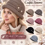 Stylowa czapka zimowa damska 50% akryl 50% angora mix kolorów