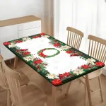 Obrus świąteczny 60x120 cm z motywem poinsecji i ptaków