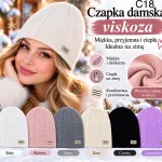 Czapka damska z wysokiej jakości wiskozy, miękka i ciepła