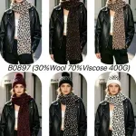 Komplet czapka i szalik w panterkę 30% wełny 70% wiskozy 400g