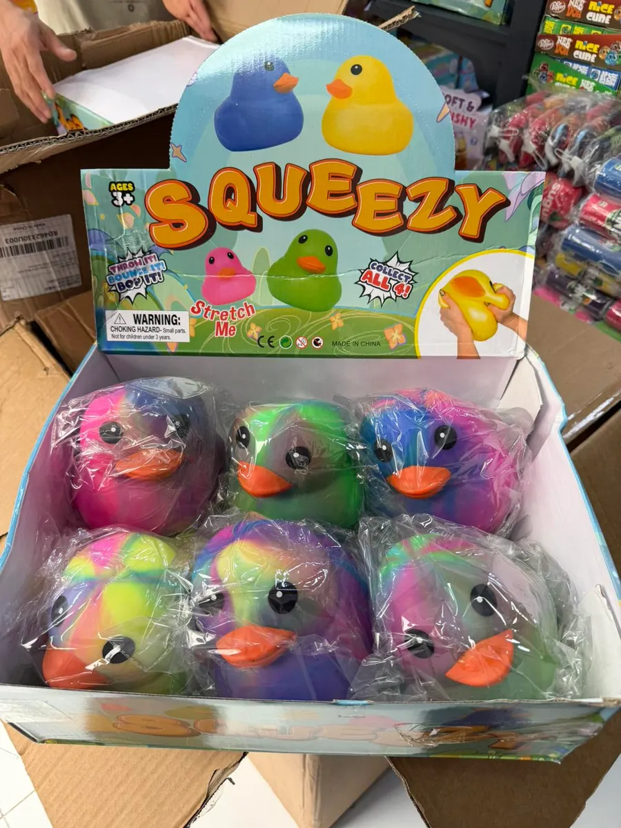 Kolorowe gniotki kaczuszki Squeezy w opakowaniu zbiorczym, 6 sztuk, różne wzory