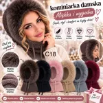 Kominarka damska z miękkim futerkiem i dzianiną, ciepła na zimę