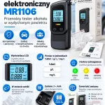 Elektroniczny alkomat MR1106 z wyświetlaczem LCD i ustnikami