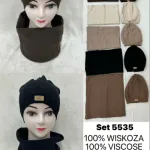 Komplet czapka i komin wiskoza mix kolorów 12 sztuk